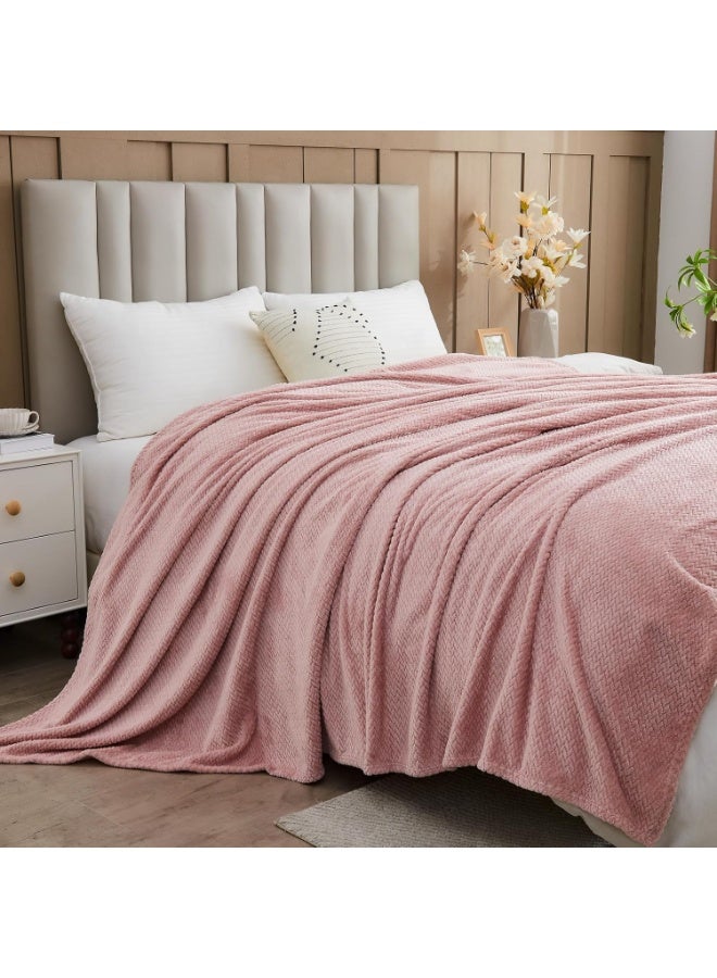 Soft Pink Knitted Throw Blanket – Cozy Lightweight Decorative Blanket for Sofa, Bed & Couch, Breathable Warm Knit Design, Stylish Home Décor Accent, All Season Comfort - Image 3